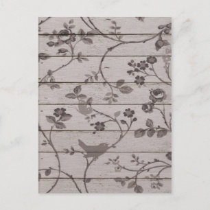 Beautiful vintage elegant floral birds butterflies postcard