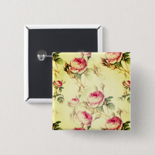 Beautiful Vintage Floral 2 Inch Square Button