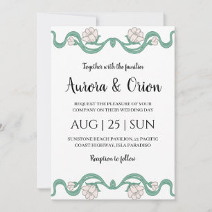 beautiful vintage floral art nouveau wedding invitation