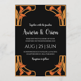 beautiful vintage floral art nouveau wedding invitation
