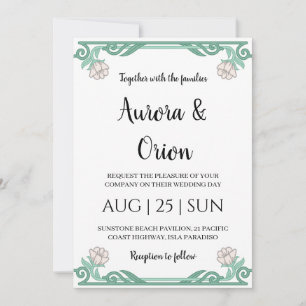 beautiful vintage floral art nouveau wedding invitation