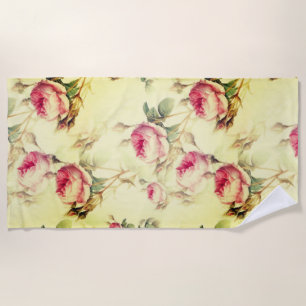 Beautiful Vintage Floral Beach Towel