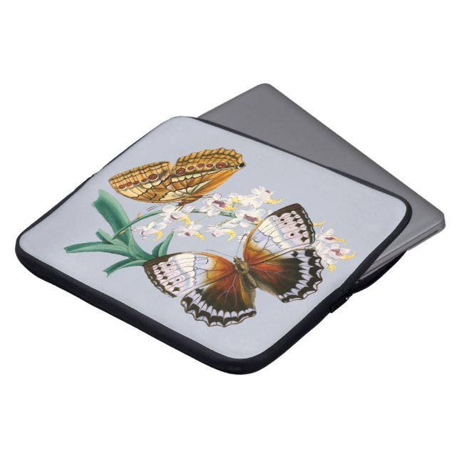 Beautiful Vintage Floral Butterfly Illustration Laptop Sleeve (Front Top)