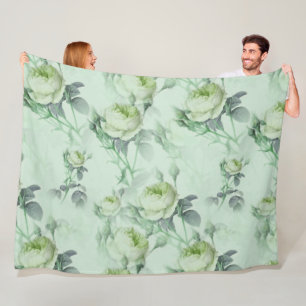 Beautiful Vintage Floral Fleece Blanket
