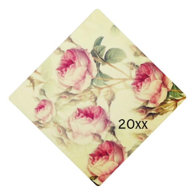 Beautiful Vintage Floral Graduation Cap Topper (Front)