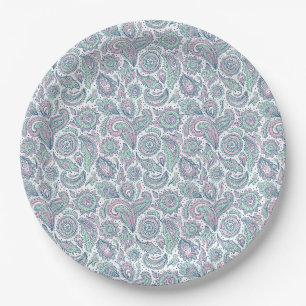 Beautiful vintage floral landscape pattern paper plate
