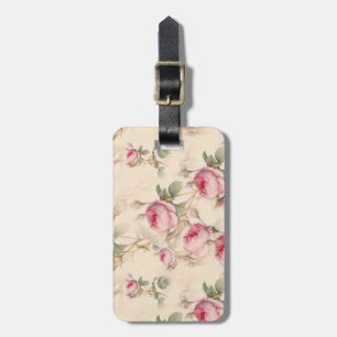Beautiful Vintage Floral Luggage Tag