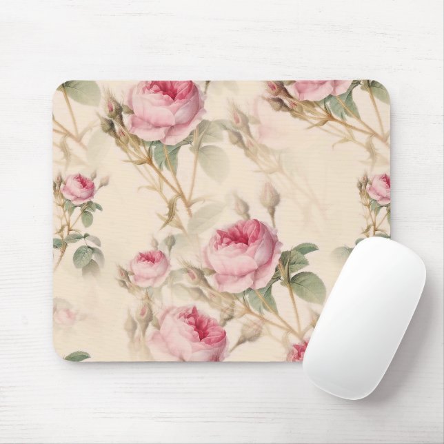 Beautiful Vintage Floral Mouse Pad (With Mouse)
