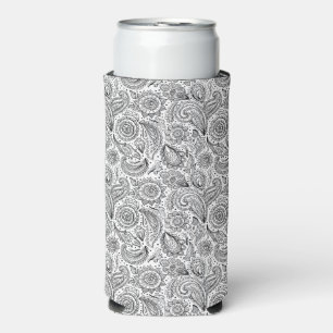 Beautiful vintage floral paisley pattern seltzer can cooler