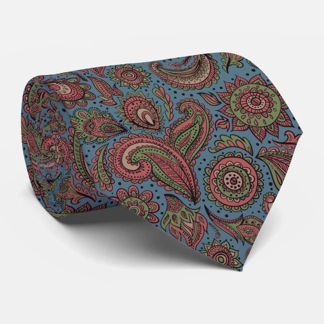 Beautiful vintage floral paisley pattern tie (Rolled)