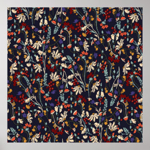 Beautiful vintage Floral pattern in the many kind  Poster