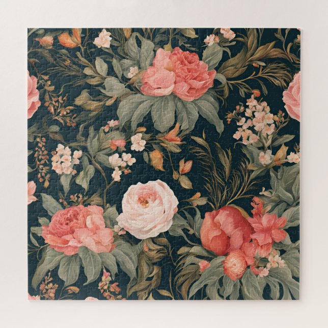 Beautiful Vintage Floral Rose Flowers Jigsaw Puzzle (Horizontal)