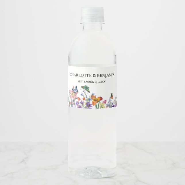 Beautiful Vintage Floral Wedding Water Bottle Label (Front)