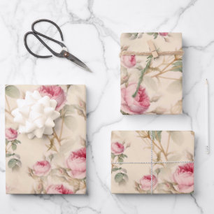 Beautiful Vintage Floral Wrapping Paper Sheet
