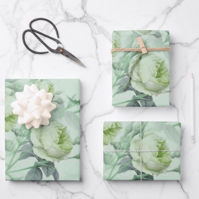 Beautiful Vintage Floral Wrapping Paper Sheet (Front)
