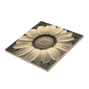 Beautiful vintage flower on abstract background tile
