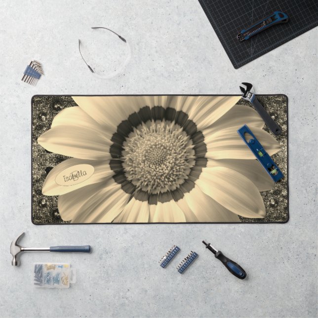 Beautiful vintage flower on background Monogram  Desk Mat (Workstation)