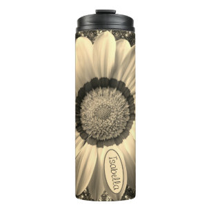 Beautiful vintage flower on background  Monogram Thermal Tumbler