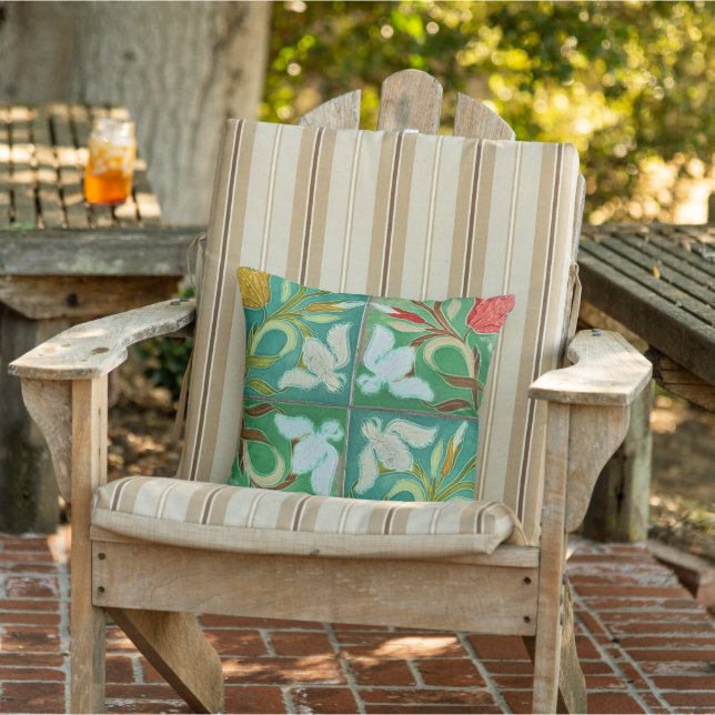 Beautiful  vintage flowers outdoor pillow (Chair)