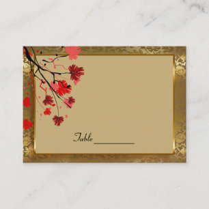 Beautiful Vintage Gold Damask & Art Deco Flowers Place Card