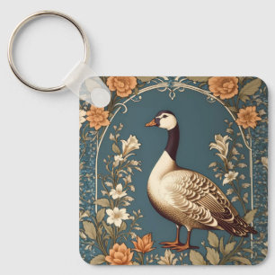 Beautiful Vintage Goose William Morris Inspired Keychain
