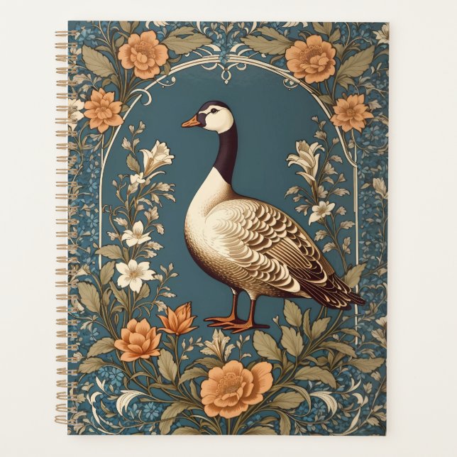 Beautiful Vintage Goose William Morris Inspired Planner (Front)