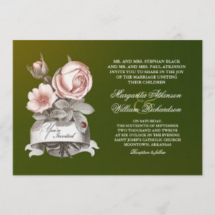 beautiful vintage green wedding invitations