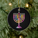 Beautiful Vintage Hanukkah Menorah Happy Hanukkah Ceramic Ornament<br><div class="desc">Beautiful Vintage Hanukkah Menorah Happy Hanukkah</div>