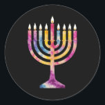 Beautiful Vintage Hanukkah Menorah Happy Hanukkah Classic Round Sticker<br><div class="desc">Beautiful Vintage Hanukkah Menorah Happy Hanukkah</div>