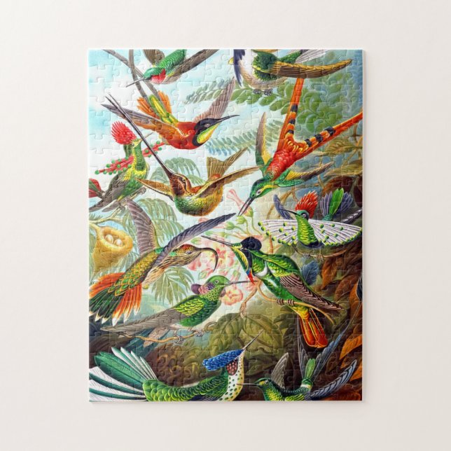 Beautiful Vintage Hummingbird Print Bird Puzzle (Vertical)