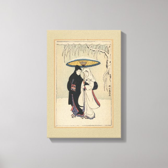 Beautiful Vintage Japanese Art, Geisha Painting Canvas Print (Front)