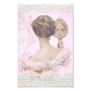 Beautiful Vintage Lady In Pink Photo Print