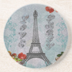 Beautiful vintage Love Paris Eiffel Tower Coaster