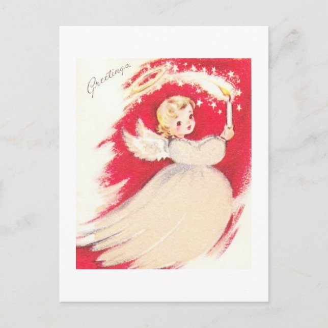 Beautiful Vintage Mid Century Mod Angel Postcard (Front)