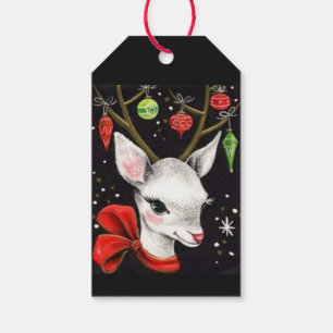 Beautiful Vintage Mid Century Mod Reindeer Gift Tags