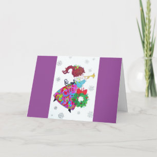 Beautiful Vintage Mid Century Mod Retro Angel Holiday Card