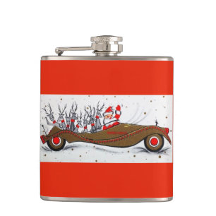 Beautiful Vintage Mid Century Mod Santa Hip Flask