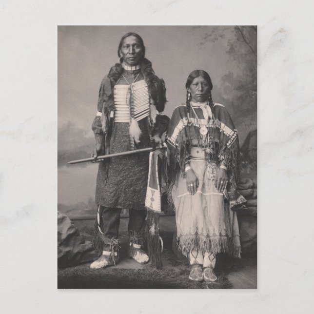 Beautiful Vintage Native American Portraits Postcard (Front)