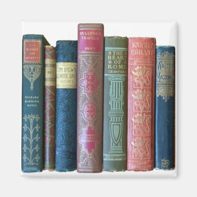 Beautiful vintage old books, book spines  magnet (Front)