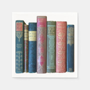 Beautiful vintage old books, book spines  napkin