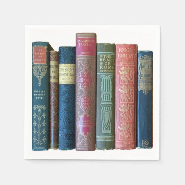 Beautiful vintage old books, book spines  napkin (Front)