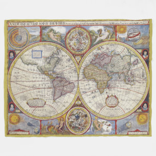 Beautiful Vintage old world Map Fleece Blanket