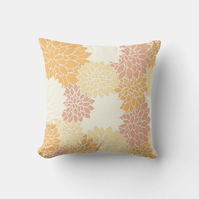 Beautiful Vintage Orange Dahlias Pattern  Pillow (Front)