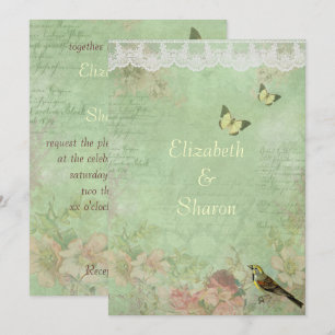 Beautiful, Vintage Paper, Wedding Invitation