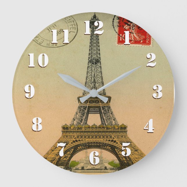 Beautiful Vintage Paris Art Large Clock (Front)