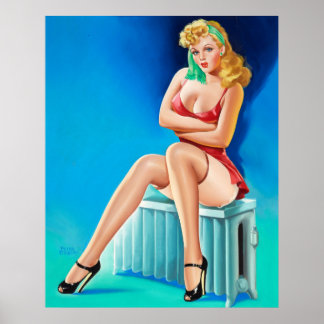 Beautiful Vintage Pin up girl art poster