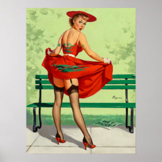 Beautiful Vintage Pin Up Girl Art Poster