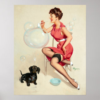 Beautiful Vintage Pin Up Girl Art Poster