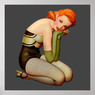 Beautiful Vintage pin up girl art Poster
