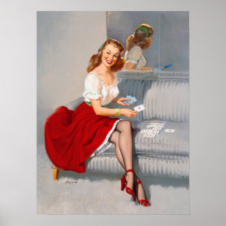 Beautiful Vintage Pin Up Girl Art Poster